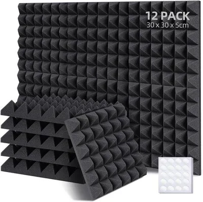 Produktbild von Famanu Akustik-Schaumplatten - Schallisolierung - 12 Stück - Wand-Schallabsorber - Schaumstoffmatten für Studio - 30 x 30 x 5 cm