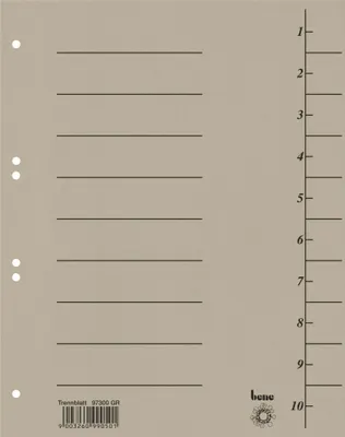 Produktbild von Trennblatt 97300GR A4 Karton grau 100 Stück Packung mit 10 Stück