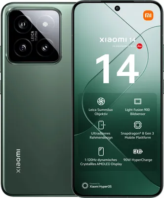 Produktbild von XIAOMI Smartphone 14, 12+512GB, Jade Green, Dual-SIM, 6.36 Zoll, HyperOS (Android 14), 90 Watt, Leica Summilux, Light Fusion 900