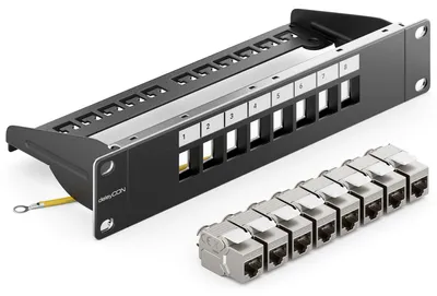 Produktbild von deleyCON 8 Port CAT 8 Patchpanel Set 10 Zoll 1 HE 40 Gbit/s 2000MHz