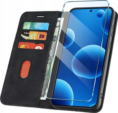 Zdjęcie produktu dla ETUI Z KLAPKĄ do Xiaomi Redmi Note 14 5G Zamykane Skórzane + Szkło 9H