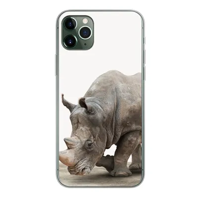 Produktbild von MuchoWow® Handyhülle Schutzhülle Hülle für iPhone 11 Pro Max Nashorn - Jungen - Wildtiere - Kinder - Mädchen - Tiere Silikon Softcase Handy Hülle - Schutz