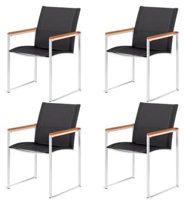 Produktbild von Stapelbare Gartenstühle aus Akazienholz - 4er Set, Teak-Optik, für Terrasse oder Garten - Wetterfest und Rostfrei