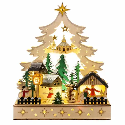 Produktbild von LED Weihnachtsstadt aus Holz, KI-generiertes Bild