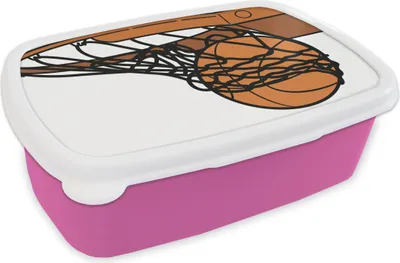 Produktbild von KitchenYeah® Lunchbox Brotzeit Brotdose 17x11 cm Eine Illustration des Basketballs im Netz Kinder Brotzeitdose - Lunchpaket - Brotkasten  - Sandwich Box