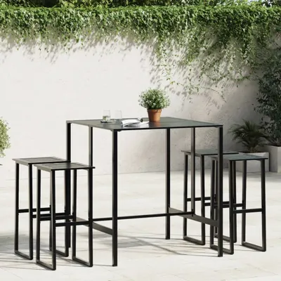 Produktbild von Maison Exclusive - 5-tlg. Gartenbar-Set Schwarz Pulverbeschichteter Stahl