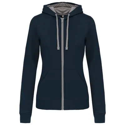 Produktbild von Kariban DAMEN-KAPUZENSWEATSHIRT BICOLOR mit Reißverschluss