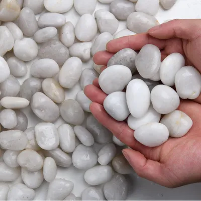 Productafbeelding van Decoratiestenen voor aquarium - 1,8 kg witte gepolijste kiezelstenen - rivierstenen