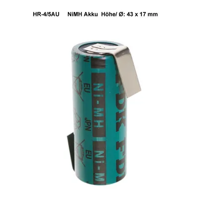 Produktbild von Sanyo HR-4/5AU NiMH Akku 2150mAh 4/5A, 43x17mm mit Lötfahne in Z-Form