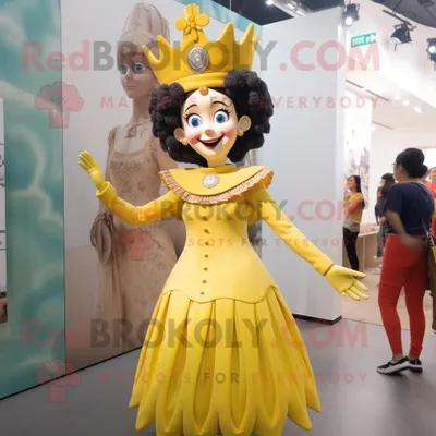 Immagine prodotto di Personaggio del costume della mascotte REDBROKOLY della regina gialla vestito con un pagliaccetto e cavigliere