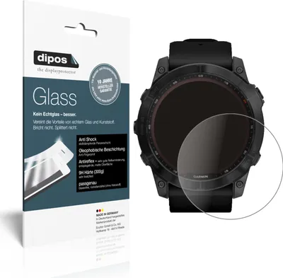 Produktbild von 2x Schutzfolie für Garmin Fenix 7 (47 mm) matt - Anti-Shock 9H Folie dipos Glass Kunststoffglas