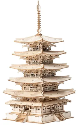 Produktbild von 3D-Holzpuzzle-Bausatz: Pagode für Erwachsene