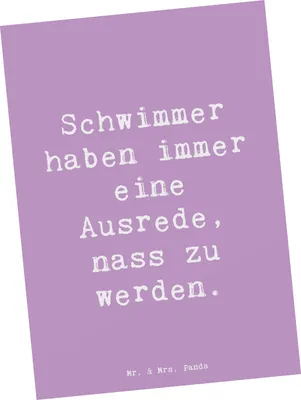 Produktbild von Mr. & Mrs. Panda Postkarte Spruch Schwimmen Ausrede - Lavendeltraum - Geschenk, Ansichtskarten, Grußkarte, Wassersport, Sportart, Chlorgeruch, Teamsport, Postkarten, Nass