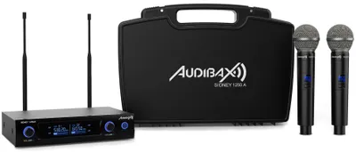 Productafbeelding van Audibax Sidney 1250 A: Professionele UHF handmicrofoon met dubbele microfoon, frequentie A, inclusief koffer
