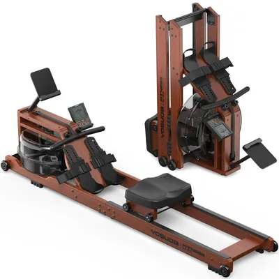 Imagen del producto de Remo ergómetro con resistencia magnética, estructura de haya, capacidad de carga de 182 kg, plegable, ideal para uso doméstico