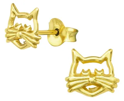Produktbild von Ohrstecker Katze: 925 Silber Ohrringe für Damen und Kinder