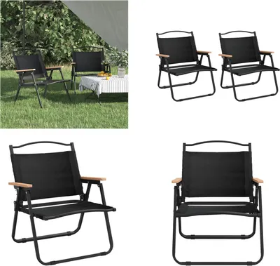 Produktbild von vidaXL Campingstühle 2 Stk. Schwarz 54x43x59 cm Oxford Gewebe - Campingstuhl - Campingstühle - Strandstuhl - Picknickstuhl