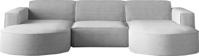 Produktbild von Kaiser Möbel Ecksofa Designer MODENA U STUDIO stoff Dicker cord Poso Hellgrau
