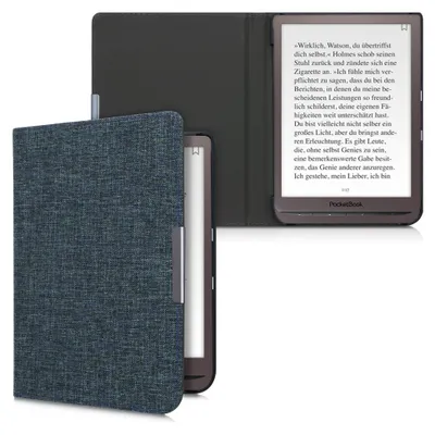 Produktbild von kwmobile Hülle kompatibel mit Pocketbook InkPad 3 / 3 Pro / Color / Vivlio InkPad 3 - Stoff eReader Schutzhülle Cover Case - Blau