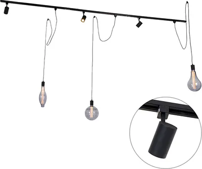Produktbild von QAZQA - Modern Modernes Schienensystem I Spotlight I Deckenspot I Deckenstrahler I Strahler mit 3-flammig Spotbalken Spot I Spotlight I Deckenspot I Deckenstrahler I Strahler I Lampe I Leuchten und 3-