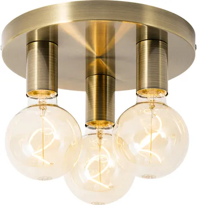 Produktbild von QAZQA - Moderne Deckenleuchte I Deckenlampe I Lampe I Leuchte Bronze rund - FacilI 3-flammig I Wohnzimmer I Schlafzimmer - Stahl Rund - LED geeignet E27