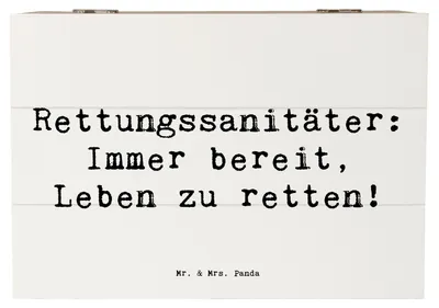 Produktbild von Mr. & Mrs. Panda Kiste Spruch Rettungssanitäter Held 22 x 15 cm - Weiß - Geschenk, Danke sagen, Aufmerksamkeit, Einsatz, Wertschätzung, Bedanken, Dankbarkeit, fotobox