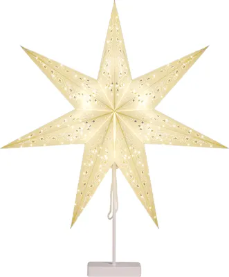 Image de CASARIA® Étoile en papier avec socle motif paillettes LED Étoile de Noël étoile pliante décoration à piles lanterne