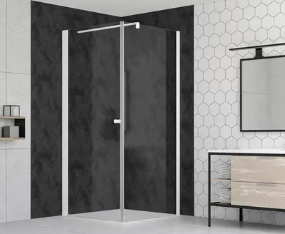 Produktbild von form&style Duschwand MODENA 100 x 195 cm Profil weiß matt Klarglas schmutzabweisende Glasbeschichtung