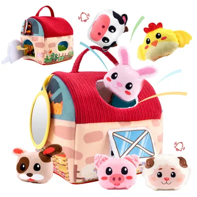 Produktbild von Baby Spielzeug 1-12 Monate, Plüsch-Bauernhoftiere, Bauernhof Spielzeug, Montessori Spielzeug