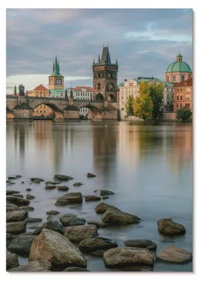 Produktbild von POSTER - 59x84 cm (A1) - Tesa - Ein malerisches Panorama der Stadt mit einer Brücke über den Fluss -  Wandbild für Wohnzimmer Schlafzimmer & Flur, Modernes Poster Wanddeko, Ungerahmt