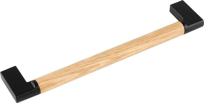 Produktbild von Siro Griff Honos LA 160, Möbelgriff, Eiche lackiert/Zinkdruckguss schwarz matt inklusive Schrauben