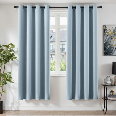 Productafbeelding van Verduisterende gordijnen met oogjes, 220x140 cm, set van 2, lichtblauw