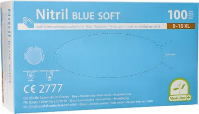 Produktbild von Medi-Inn Nitril blue soft Einmalhandschuhe | blau | latexfrei und puderfrei (Größe: XL, 10 x 100 = 1000 Stück)