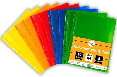 Produktbild von Durchsichtige Ordner A4 mit Klettverschluss, 10 Stück, farbig