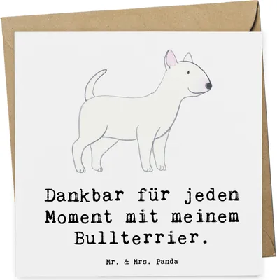 Produktbild von Mr. & Mrs. Panda Grußkarte Bullterrier Moment - Weiß - Geschenk, Glückwunschkarte, anlasskarte, Klappkarte, faltkarte, doppelkarte