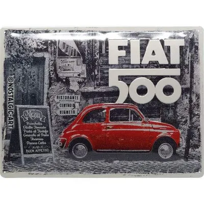 Immagine prodotto di Nostalgic-Art - Blechschild 30 x 40 cm - FIAT - Fiat 500 rossa in strada