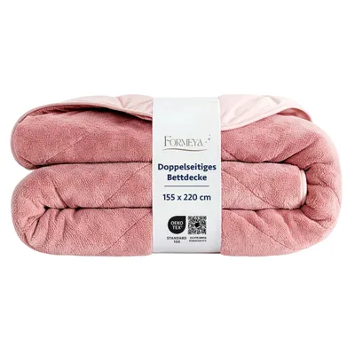 Produktbild von Wellsoft Bettdecke Rosa 155x220 cm – Wendbare Ganzjahresdecke, Doppelseitiges Steppbett mit 300 g/m² Füllung, Weich & Pflegeleicht