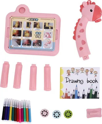 Imagen del producto de Mesa proyector de imágenes, pizarra para dibujar educativa para niños, aprendizaje temprano, arte, color rosa