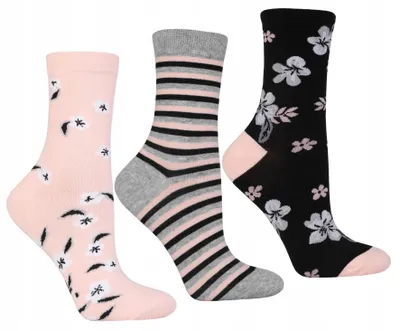 Produktbild von Damen Hohe Socken - Bunt - 3 Paar - Blumenmuster - Größe 38-41
