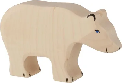 Image de Ours polaire en bois, mangeant