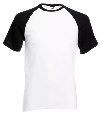 Produktbild von Fruit of the Loom - T-Shirt für Herren - Baseball kurzärmlig LT1397 (L) (Weiß/Schwarz)