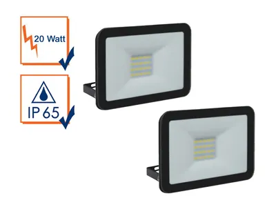 Produktbild von 2 Strahler schwarz Baustrahler 20W LED 5000K Scheinwerfer Arbeitslampe Flutlicht