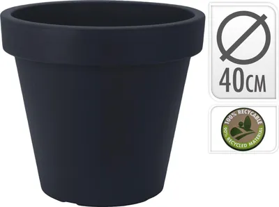 Produktbild von Kunststoff-Gartentopf schwarz rund 39 cm