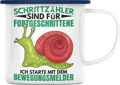 Produktbild von Trendation - Lustiger Schnecken Spruch Emaille Tasse Geschenk Humor Witzige Sprüche (Blau)