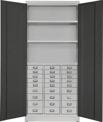 Produktbild von "NUVAX" Schubladenschrank SLS27 + 2 Fachböden RAL7035/5012