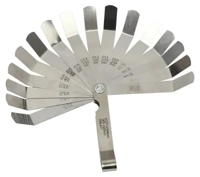 Zdjęcie produktu dla Miernik szczelin, 16 ostrzy, narzędzie do pomiaru luzów, zakres 0,127-0,508 mm