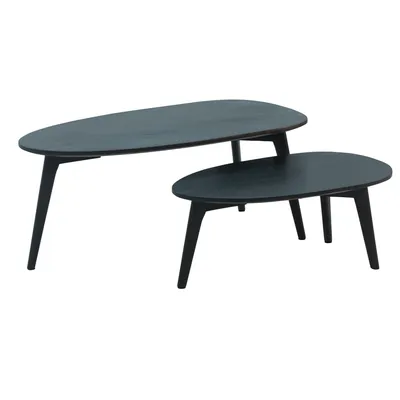 Produktbild von Couchtisch 2er Set Nierenform Holz Wohnzimmertisch Beistelltisch Tisch