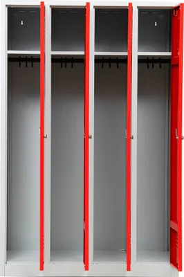 Produktbild von Gürkan Spind lichtgrau, feuerrot 105038, 4 Schließfächer 117,0 x 50,0 x 180,0 cm