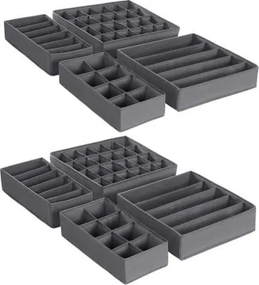 Produktbild von Hoppa! | Unterwäsche-Aufbewahrungsboxen | 8er-Set, Schubladen-Organizer, Garderoben-Aufbewahrungssystem, Grau