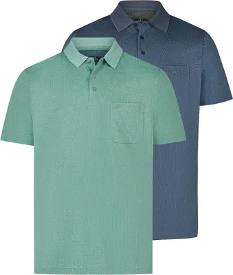 Produktbild von RAGMAN 2er Pack Basic Poloshirt Dezentes Jacquard-Muster, Knopfleiste und praktische Brusttasche, Knitterarm und formstabil